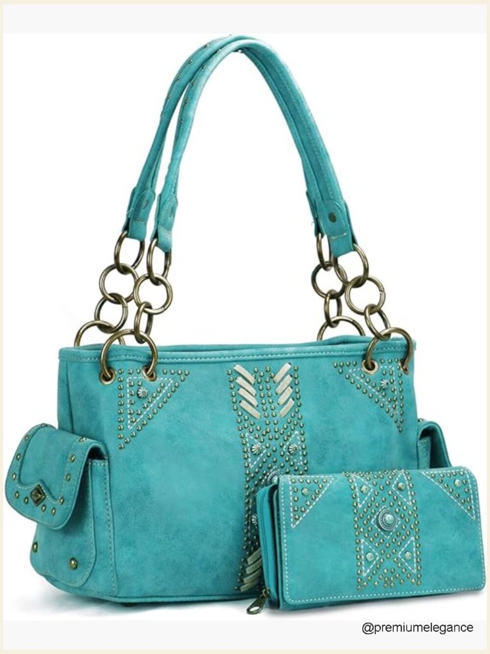 Embroidered Western Satchel Concealed Carry Tote with Wallet Set